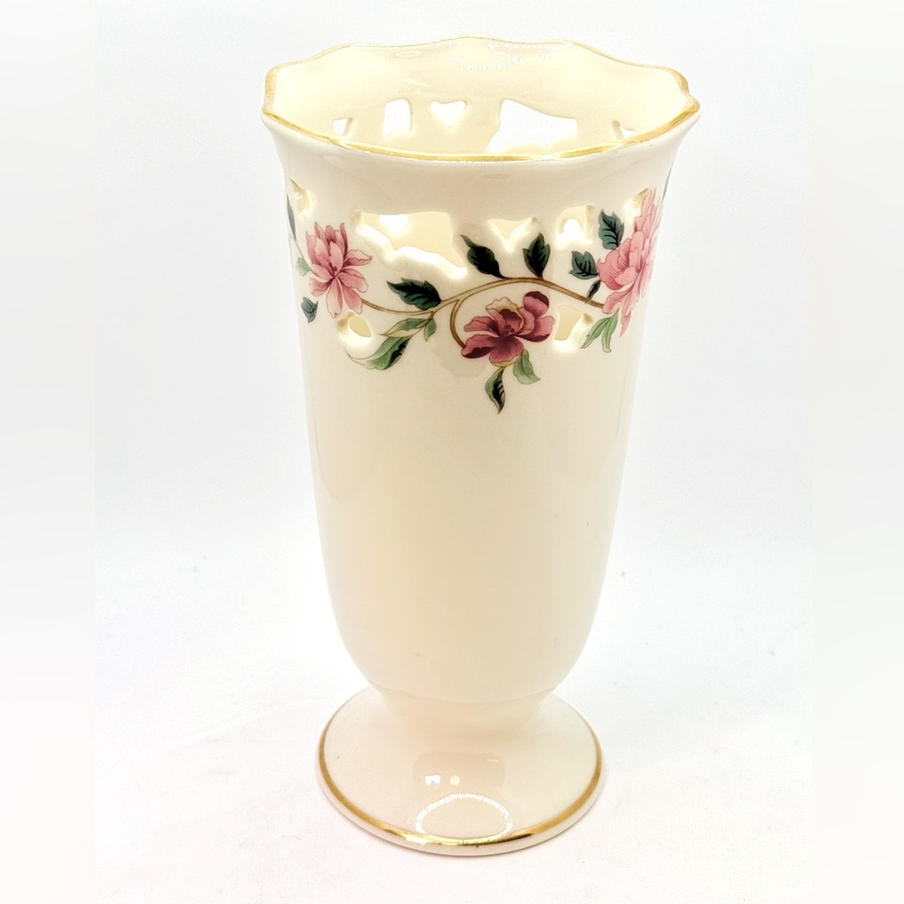 Lenox Barrington Collection Reticulated Pierced Floral Footed Vase